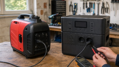 Mobiler Invertergenerator und tragbare Powerstation im technischen Vergleich [Bildinhalt mit KI erstellt]