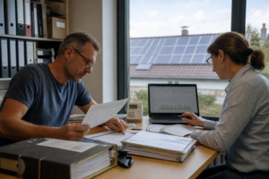 PV-Strom und Steuern 2026: Einspeisung und Eigenverbrauch richtig einordnen [Bildinhalt mit KI erstellt]