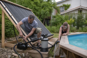 Solar Poolheizung selber bauen DIY-Anleitung [Bildinhalt mit KI erstellt]