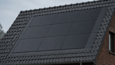 Dachintegrierte Photovoltaik mit sauberem Ziegelanschluss [Bildinhalt mit KI erstellt]