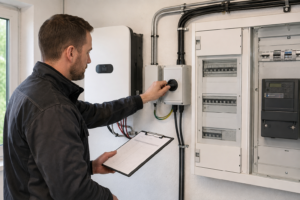 Die korrekte Reihenfolge beim Einschalten einer PV-Anlage [Bildinhalt mit KI erstellt]