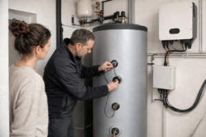 Nachhaltig Heizen mit PV-Heizstab: Photovoltaikanlage für warme Räume [Bildinhalt mit KI erstellt]