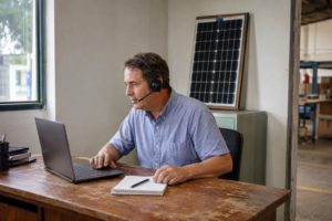 Photovoltaik Leads kaufen oder selbst generieren? [Bildinhalt mit KI erstellt]