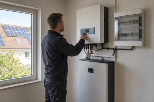 Wie funktionieren Wechselrichter mit Batteriespeicher? [Bildinhalt mit KI erstellt]