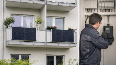 Zwei benachbarte Balkonkraftwerke werden an einem gemeinsamen Zähler geprüft [Bildinhalt mit KI erstellt]